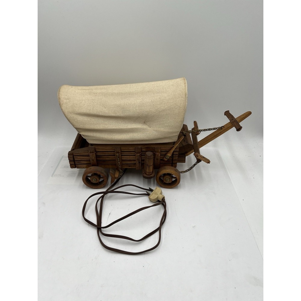 Vintage Wooden Conestoga Covered Wagon Table Lamp Western Americana Tested Works